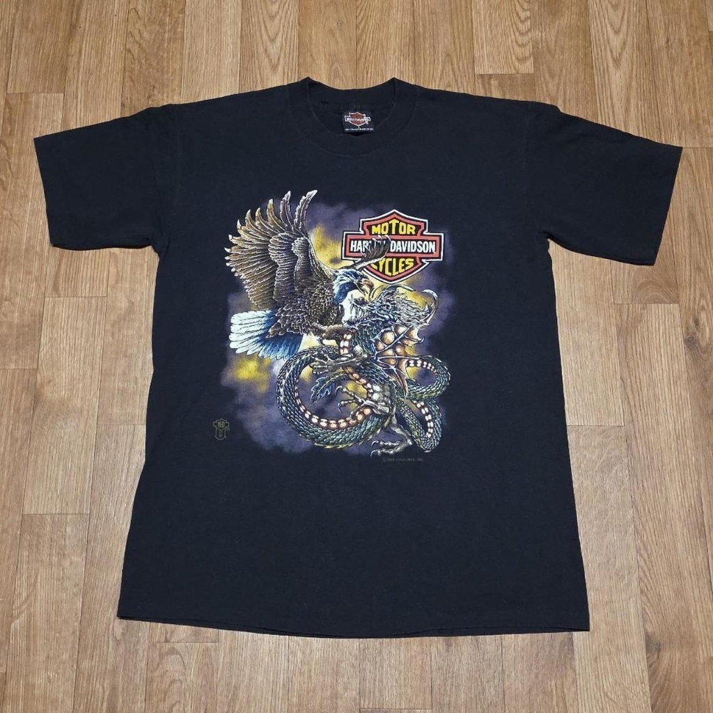 Vintage Harley Davidson Eagle Dragon 1988 Shirt Made In Usa Size Men's L